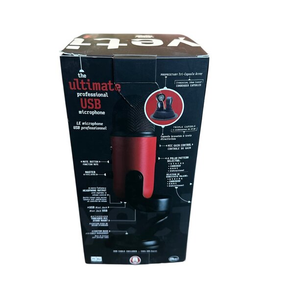 Blue Yeti Logitech Red USB Microphone Quality Recording Personal Studio NIB New - Picture 5 of 13